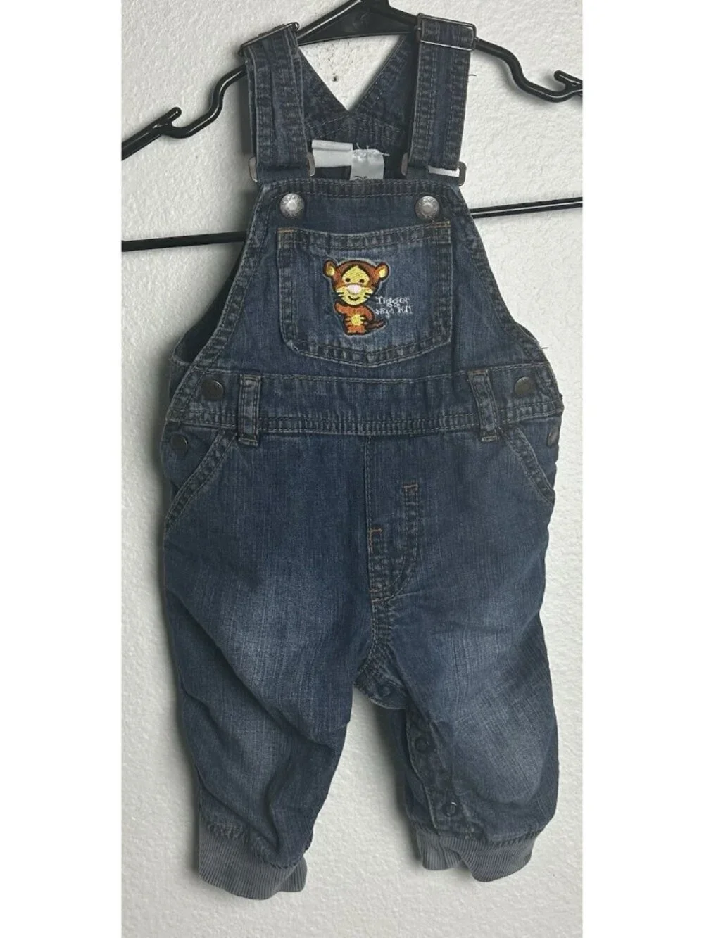 H&M x Disney Tigger Baby Denim Overalls Blue 2-4M Winnie the Pooh EUC Snap Leg